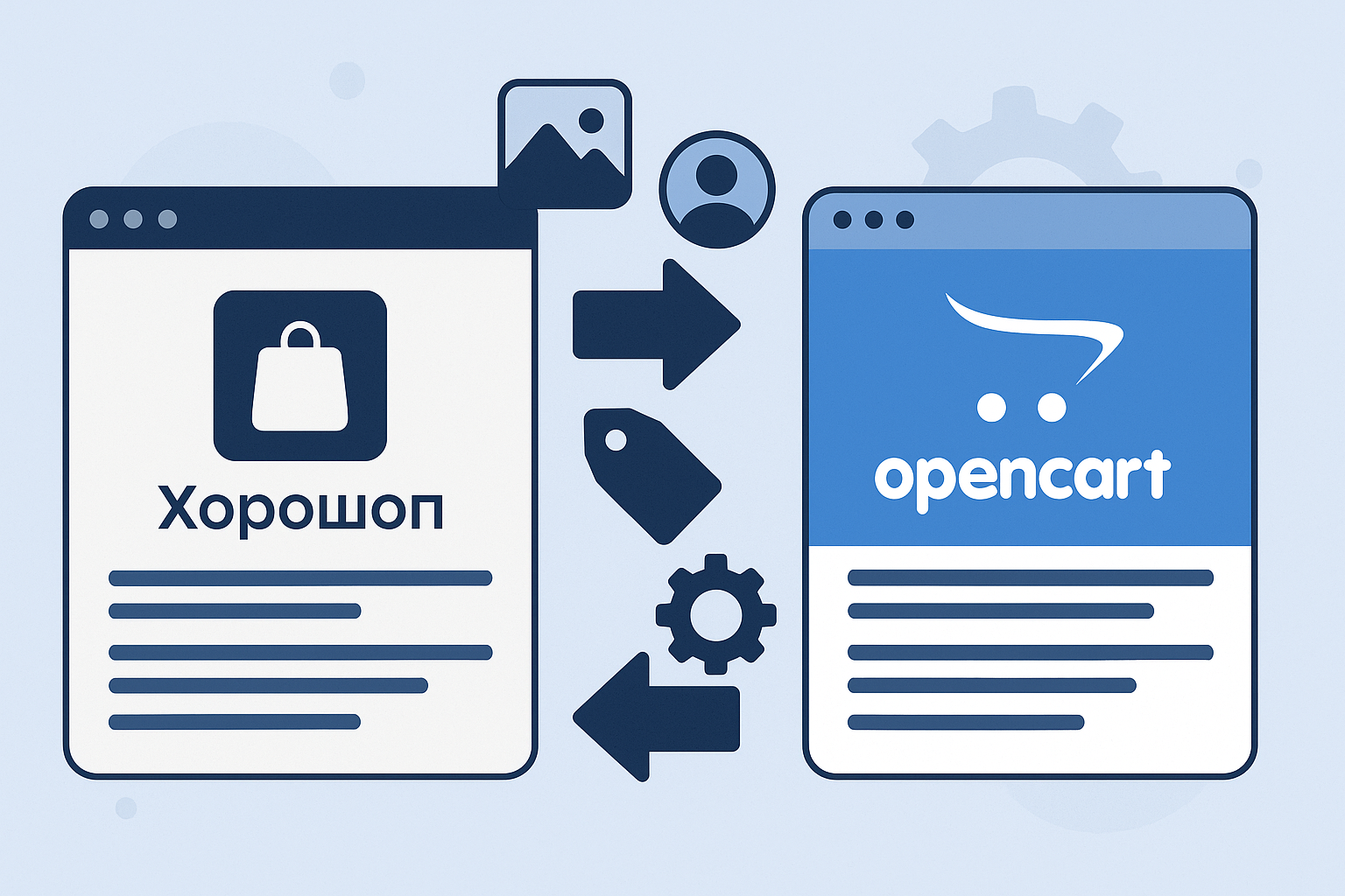 Ілюстрація міграції даних між двома платформами без тексту