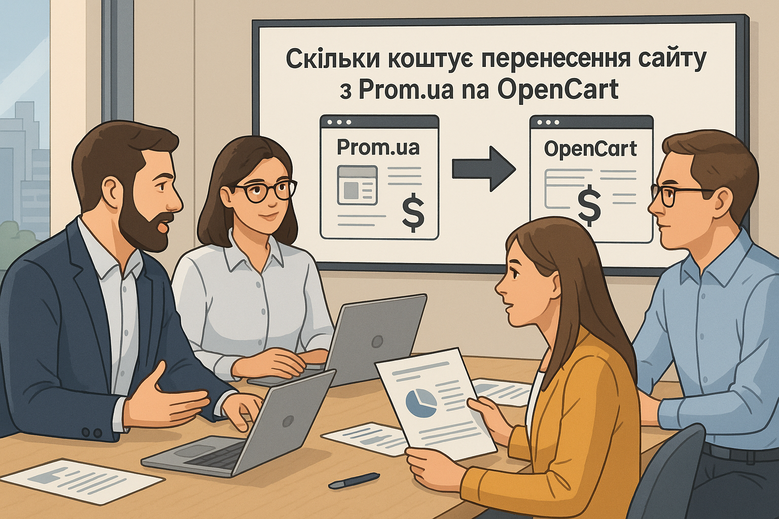 Команда обговорює вартість перенесення інтернет-магазину з Prom.ua на OpenCart